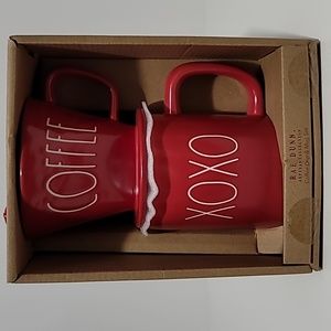 Rae Dunn XOXO Coffee Drip and Mug Red